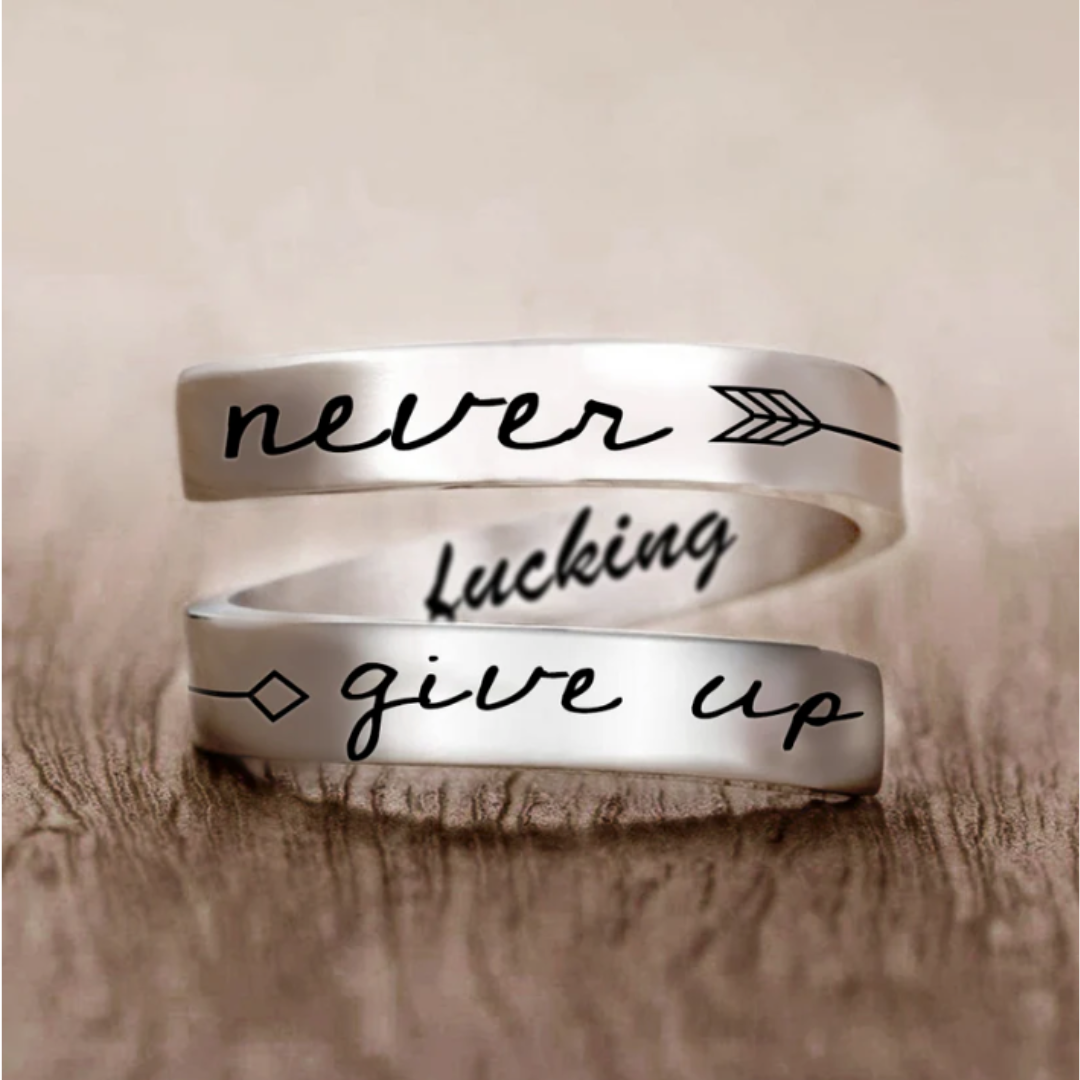 Never Give Up Ring – Strength in Every Step